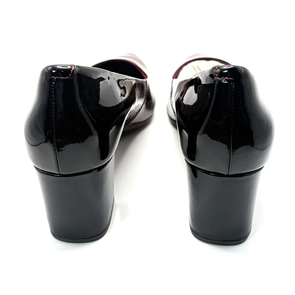 Rockport Total Motion Ombre Patent Leather Block Heel Pumps Burgundy Black 7.5